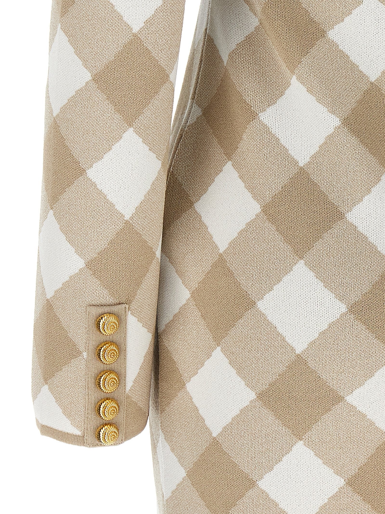 Balmain Vichy Dress Beige