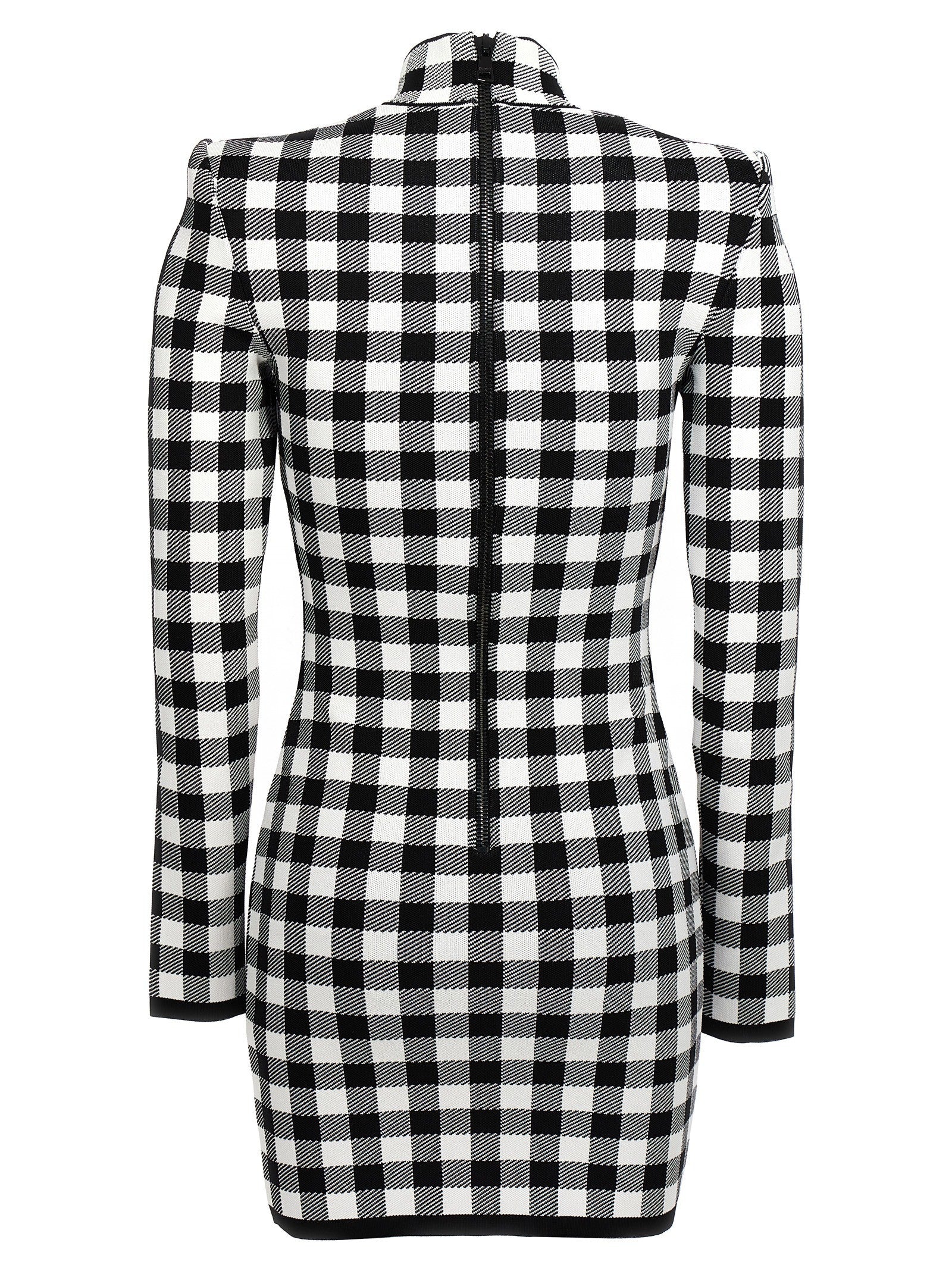 Balmain Vichy Knit Dress White