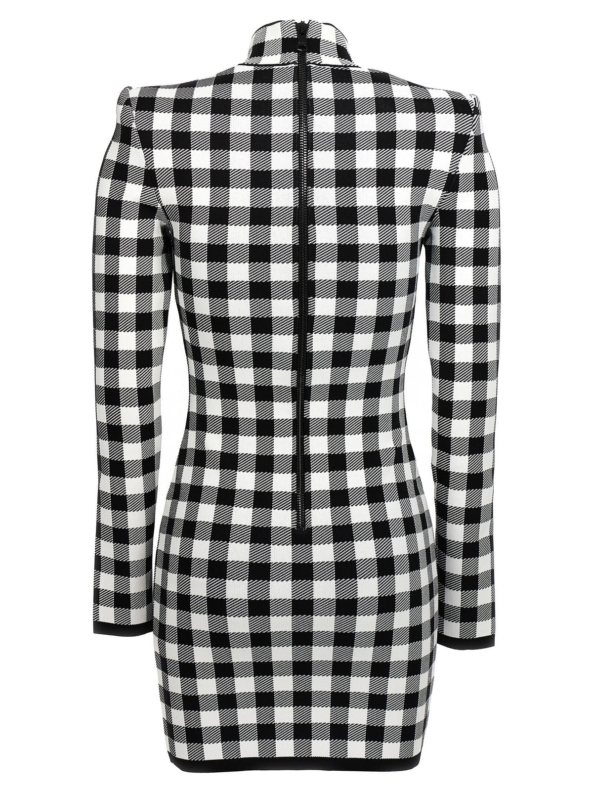 Balmain Vichy Knit Dress White