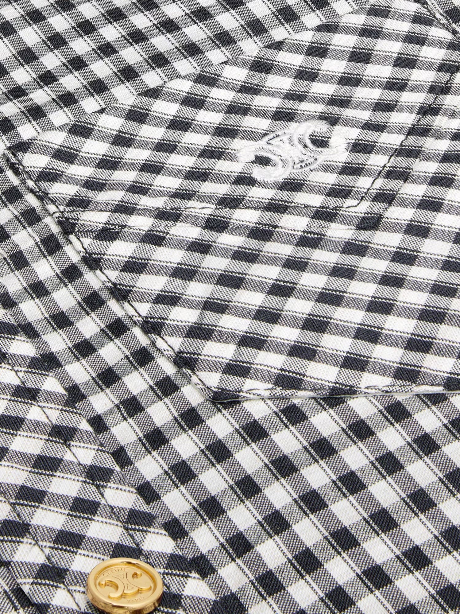 Celine Women's Vichy Silk Mini Chemisier Dress White