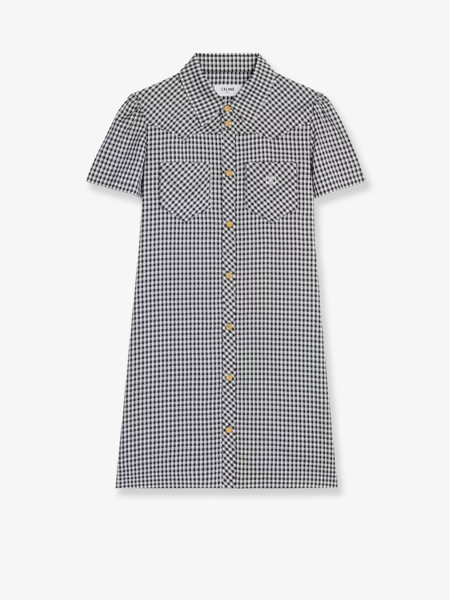 Celine Women's Vichy Silk Mini Chemisier Dress White