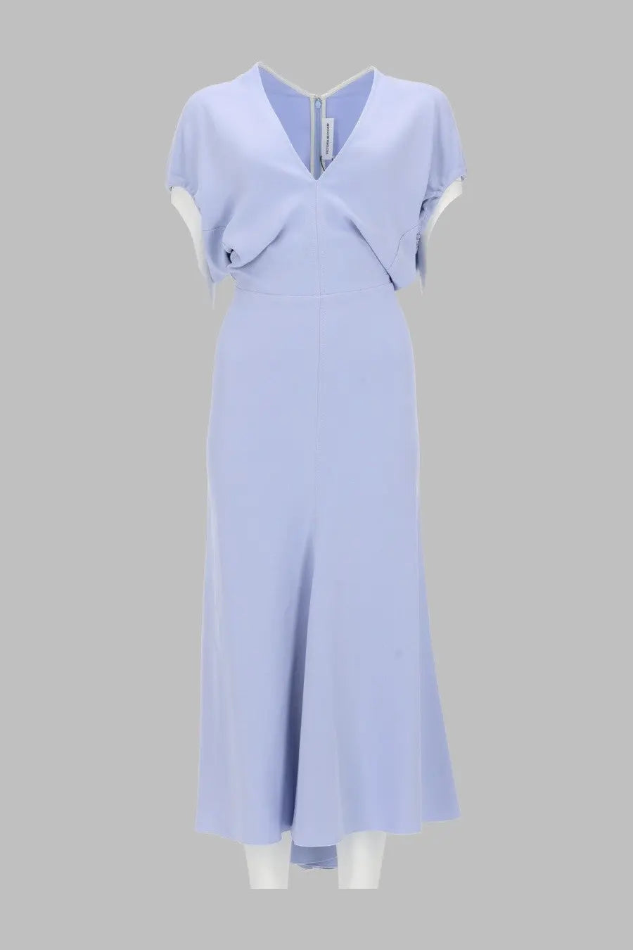 Victoria Beckham women’s abito midi Edith blue soft lavender midi dress with flutter sleeves and ruched waist