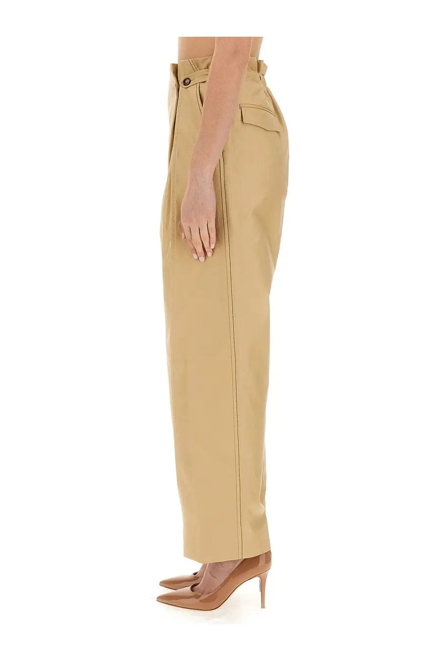 Victoria Beckham Women's Pants Gathered Waist Beige, view 3