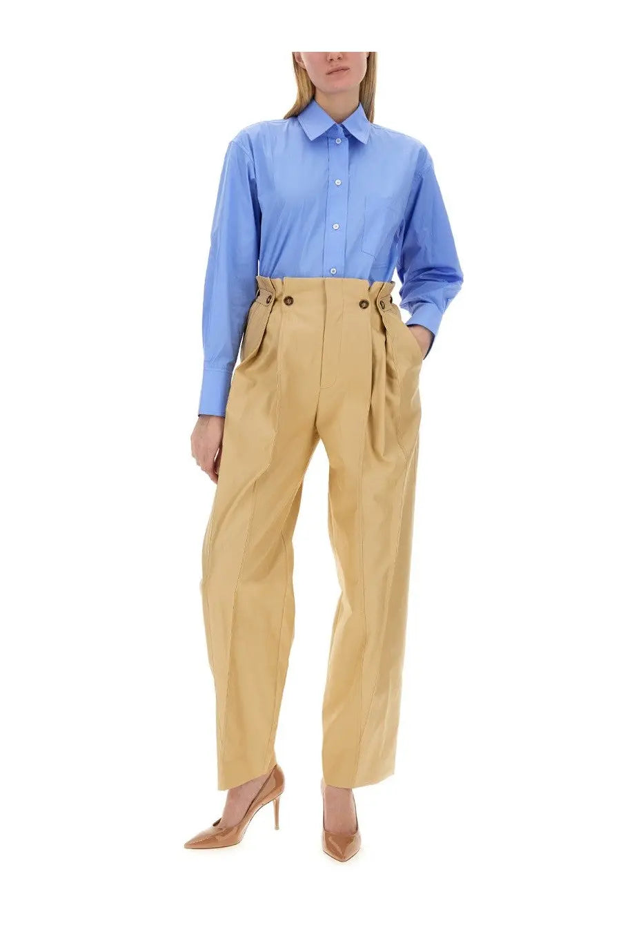 Victoria Beckham Women's Pants Gathered Waist Beige, view 2