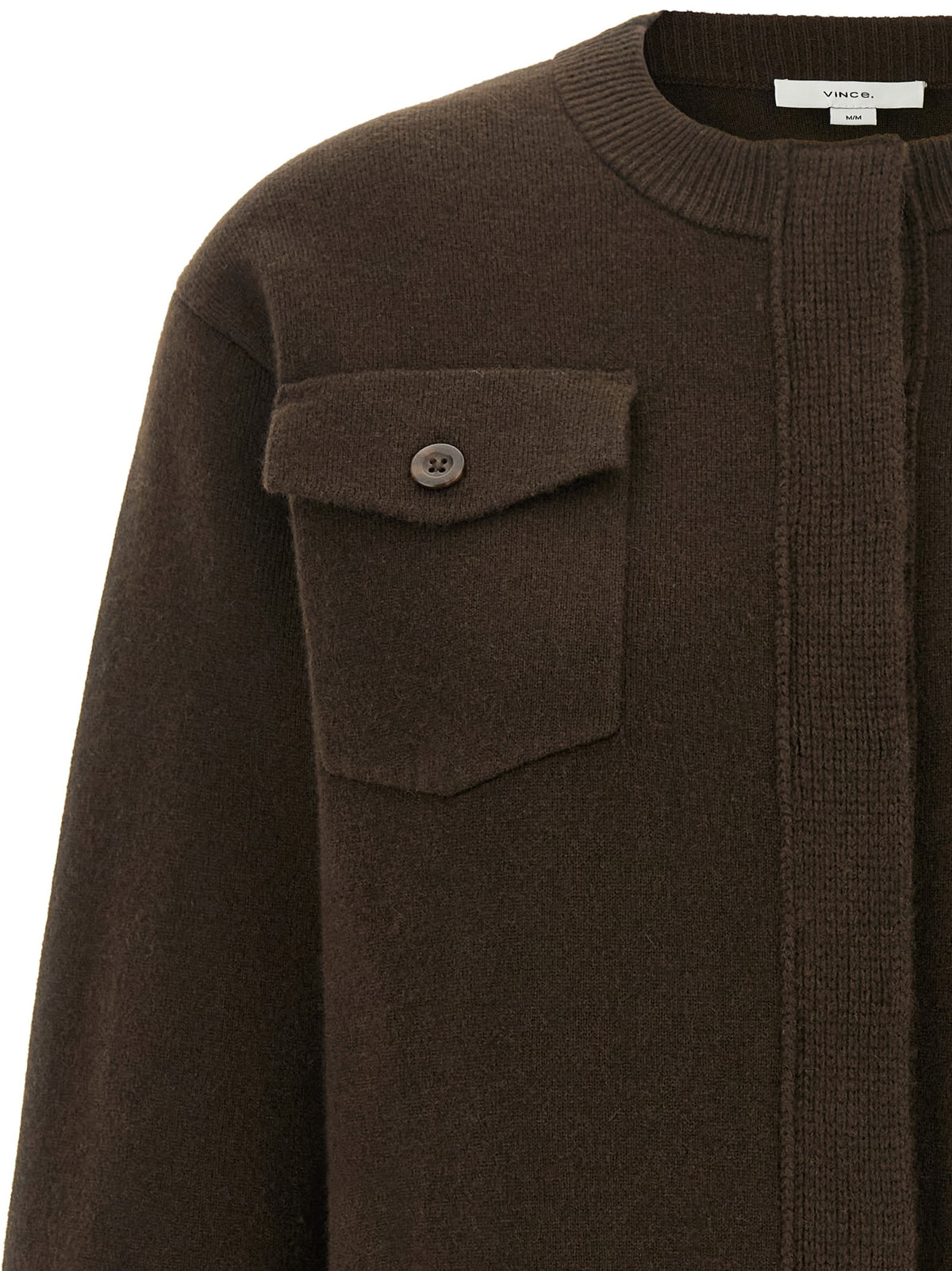 Vince Brown Flap Pockets Cardigan Brown, view 3