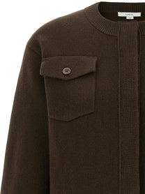Vince Brown Flap Pockets Cardigan Brown, view 3