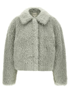 Vince Eco Fur Crop Jacket Green
