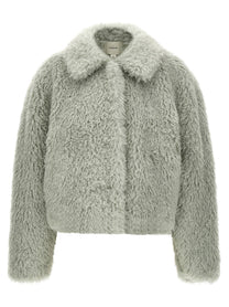 Vince Eco Fur Crop Jacket Green