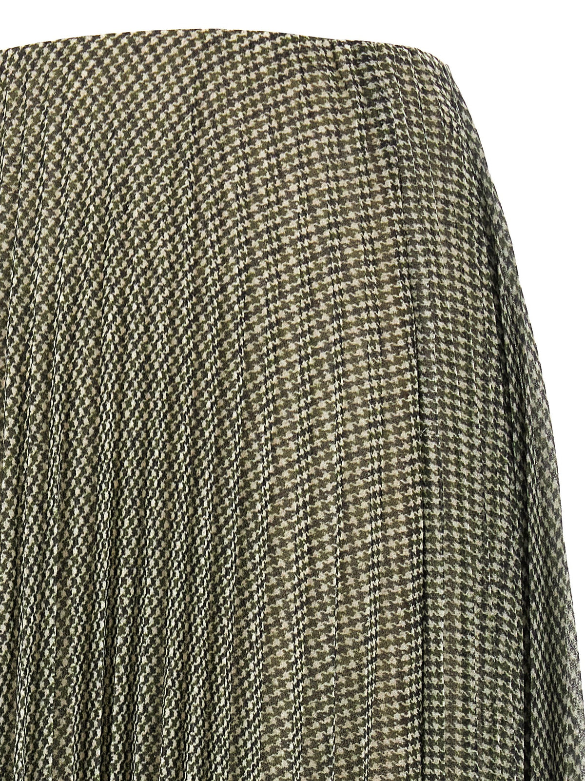 Vince Green Houndstooth Pleated Skirt Green, view 4
