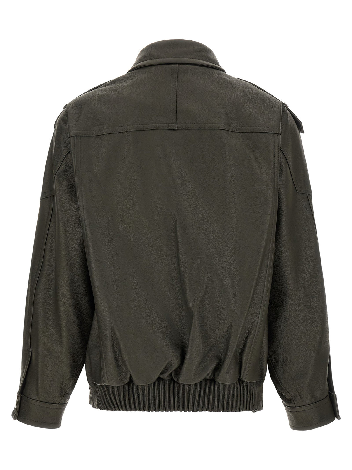Vince Green Leather Biker Jacket Green, view 2