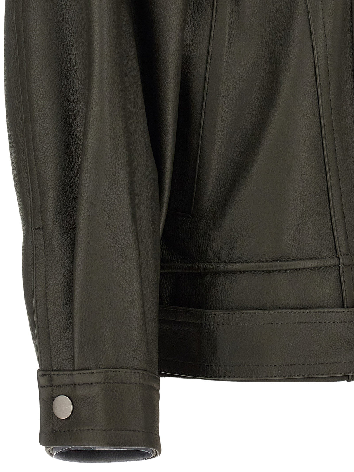 Vince Green Leather Biker Jacket Green, view 4