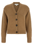 Vince Neck Cashmere Cardigan Beige
