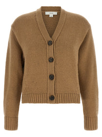 Vince Neck Cashmere Cardigan Beige