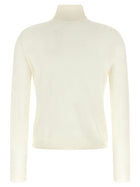 Vince White Silk and Cashmere Turtleneck Sweater White, view 2