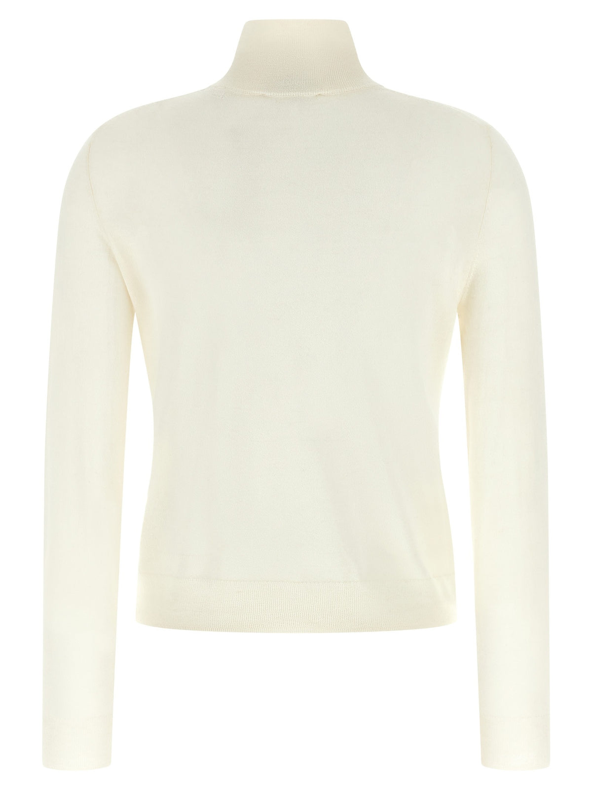 Vince White Silk and Cashmere Turtleneck Sweater White, view 2