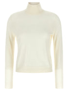 Vince White Silk and Cashmere Turtleneck Sweater White
