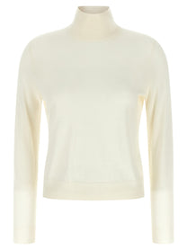Vince White Silk and Cashmere Turtleneck Sweater White