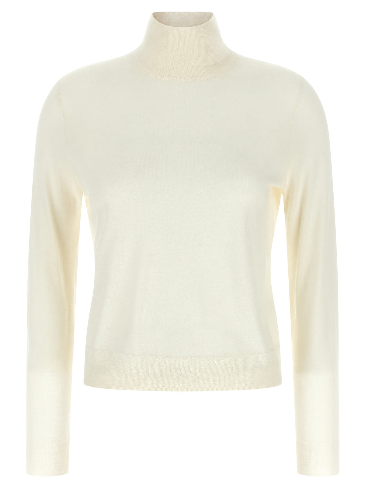 Vince White Silk and Cashmere Turtleneck Sweater White