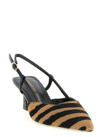 Stuart Weitzman Vinnie Pony Hair Slingbacks Gold