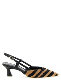 Stuart Weitzman Vinnie Pony Hair Slingbacks Gold