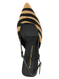 Stuart Weitzman Vinnie Pony Hair Slingbacks Gold