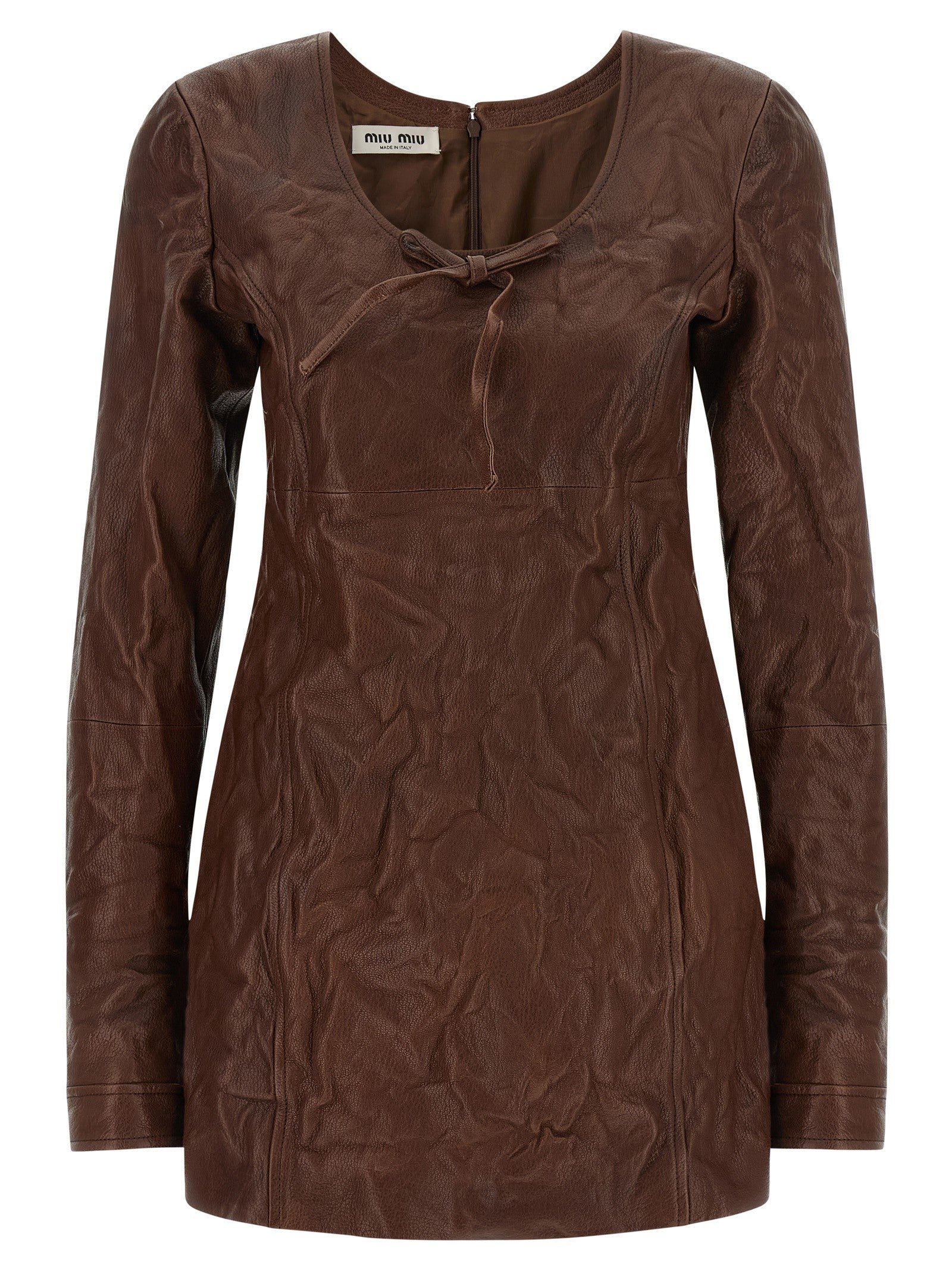 Miu Miu Vintage Leather Dress Brown