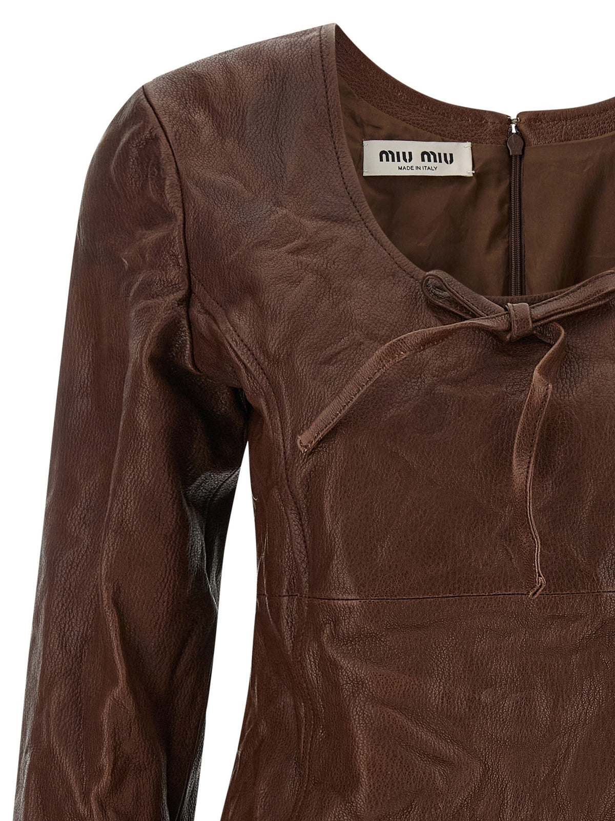 Miu Miu Vintage Leather Dress Brown