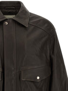 DUNST Women's Unisex Vintage Leather Blouson Brown, view 3