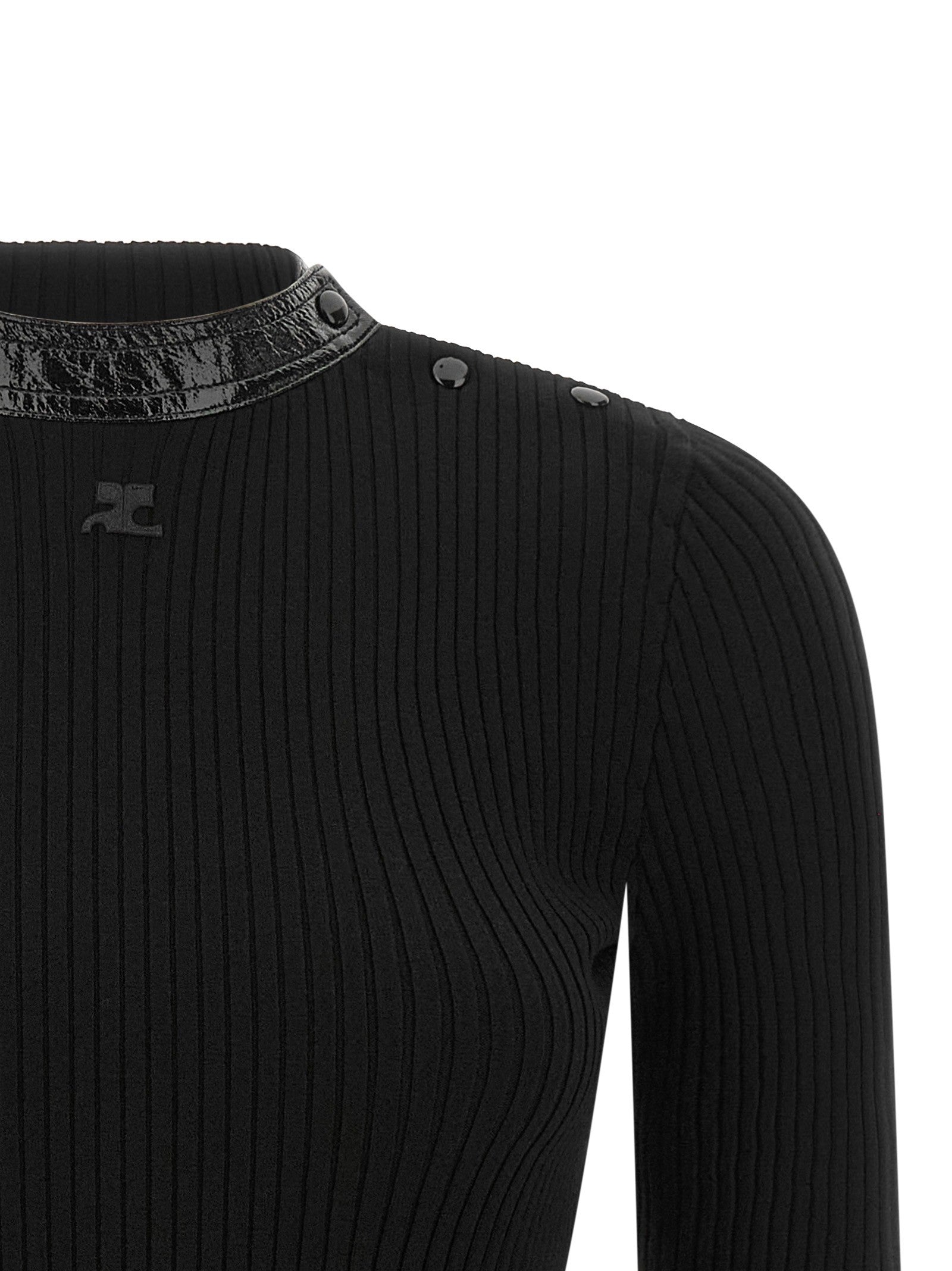 courrèges Vinyl Collar Sweater Black