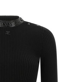 courrèges Vinyl Collar Sweater Black