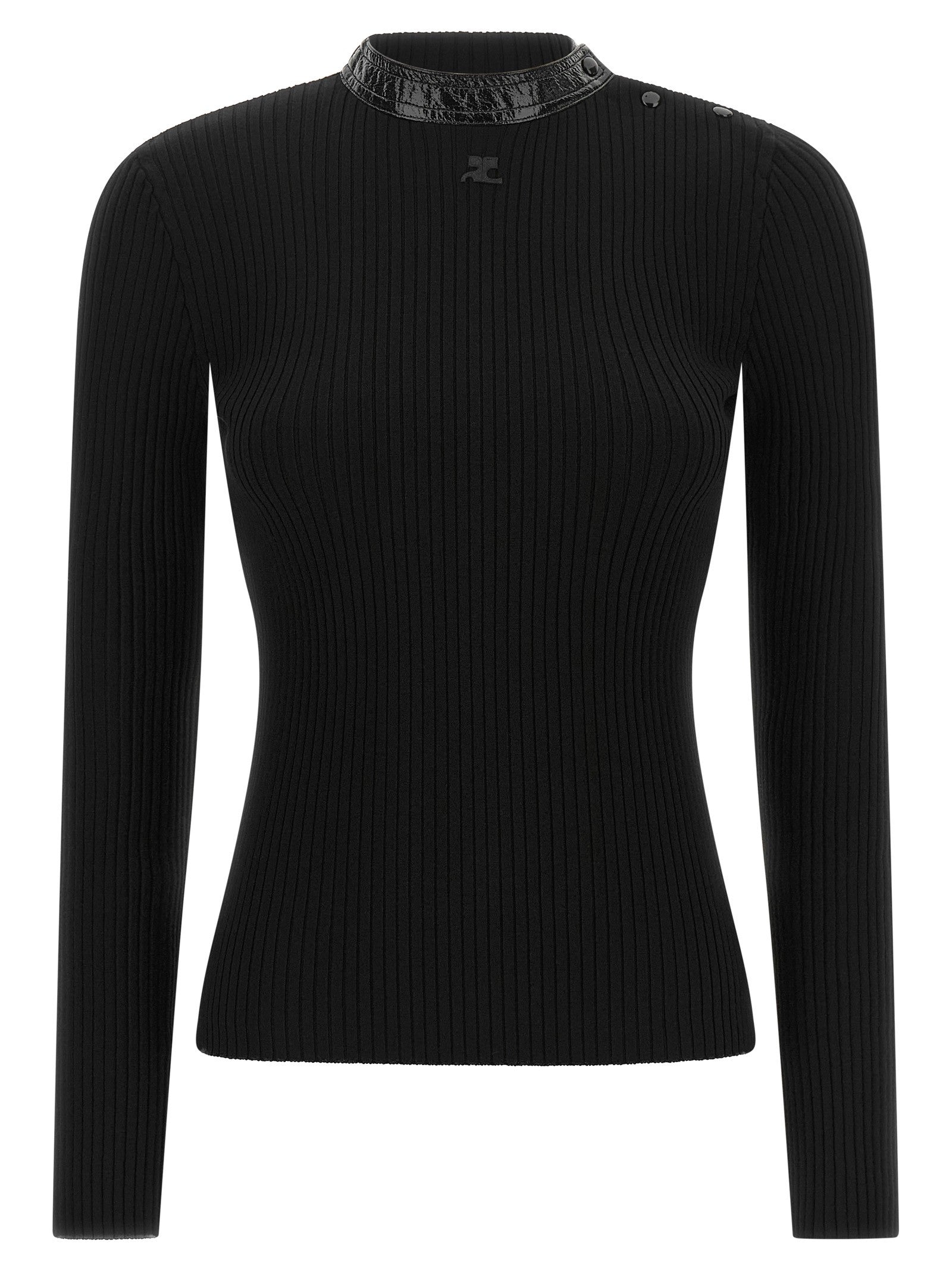 courrèges Vinyl Collar Sweater Black