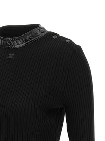 courrèges Vinyl Collar Sweater Black