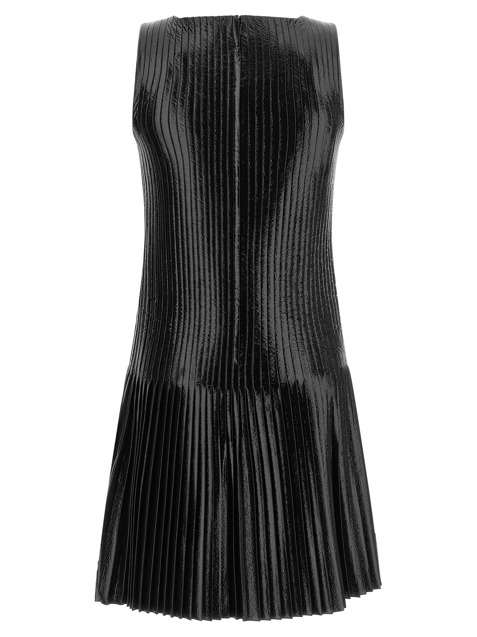 courrèges Vinyl Pleated Dress Black
