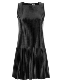 courrèges Vinyl Pleated Dress Black
