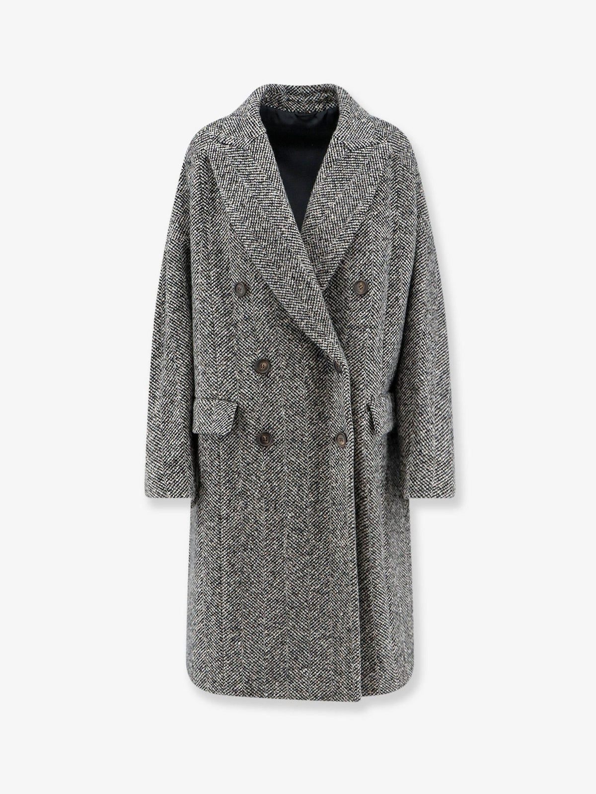 Brunello Cucinelli Women's Virgin Wool and Alpaca Overcoat Black