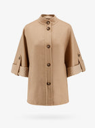 Max Mara Women's Virgin Wool and Cashmere Cape Wih Pockets on the Front Beige