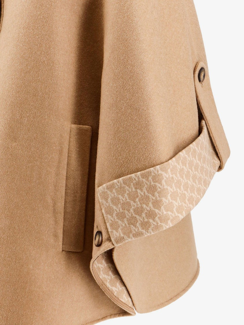 Max Mara Women's Virgin Wool and Cashmere Cape Wih Pockets on the Front Beige
