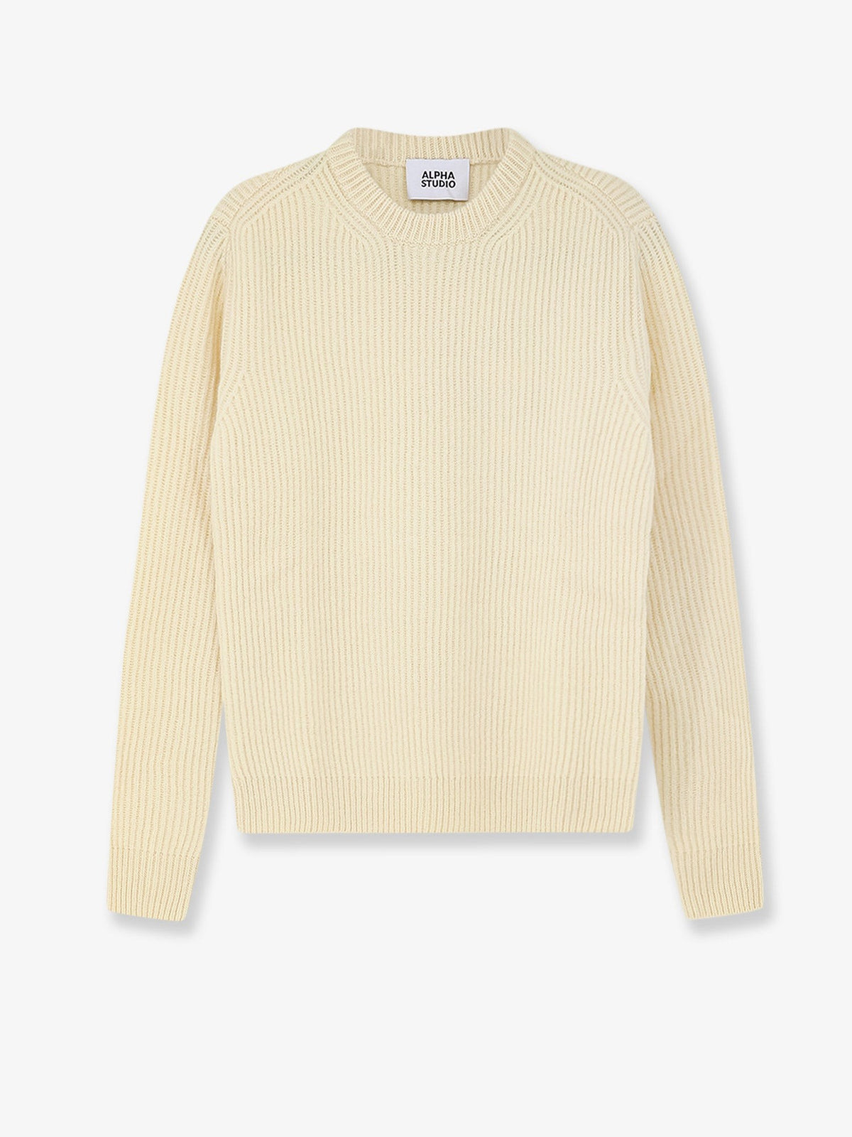 Alpha-Studio Men's Virgin Wool and Cashmere Sweater White