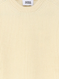 Alpha-Studio Men's Virgin Wool and Cashmere Sweater White
