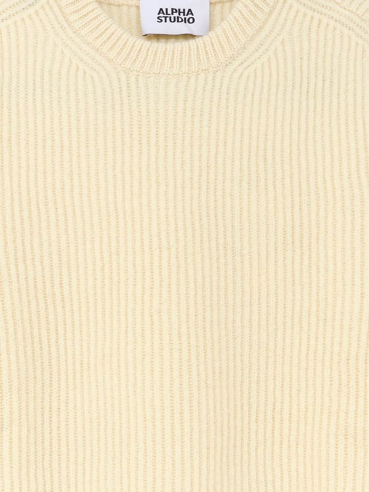 Alpha-Studio Men's Virgin Wool and Cashmere Sweater White