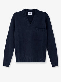 Alpha-Studio Men's Virgin Wool and Cashmere Sweater Blue