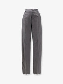 MM6 Maison Margiela Women's Virgin Wool and Cotton Trousers Grey