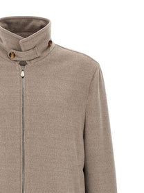 Brunello Cucinelli Virgin Wool Beaver Bomber Jacket Beige