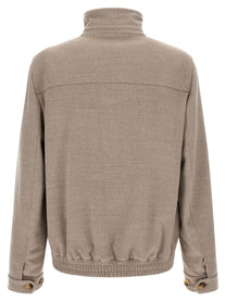 Brunello Cucinelli Virgin Wool Beaver Bomber Jacket Beige
