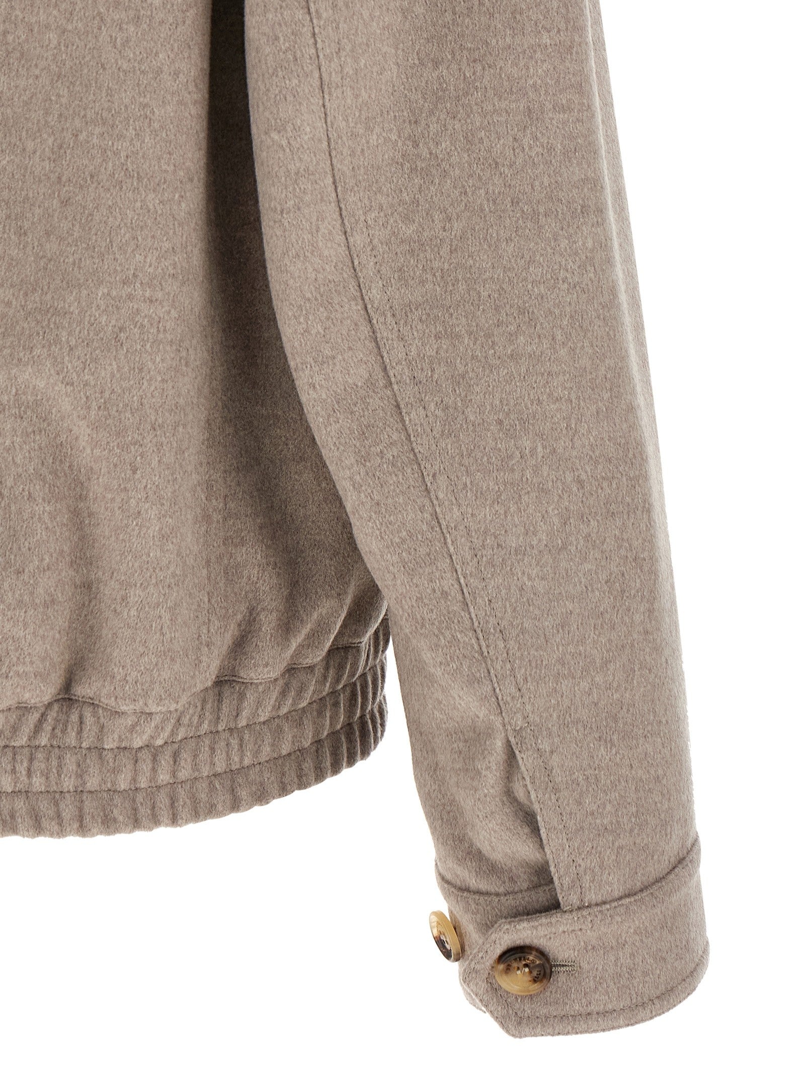 Brunello Cucinelli Virgin Wool Beaver Bomber Jacket Beige