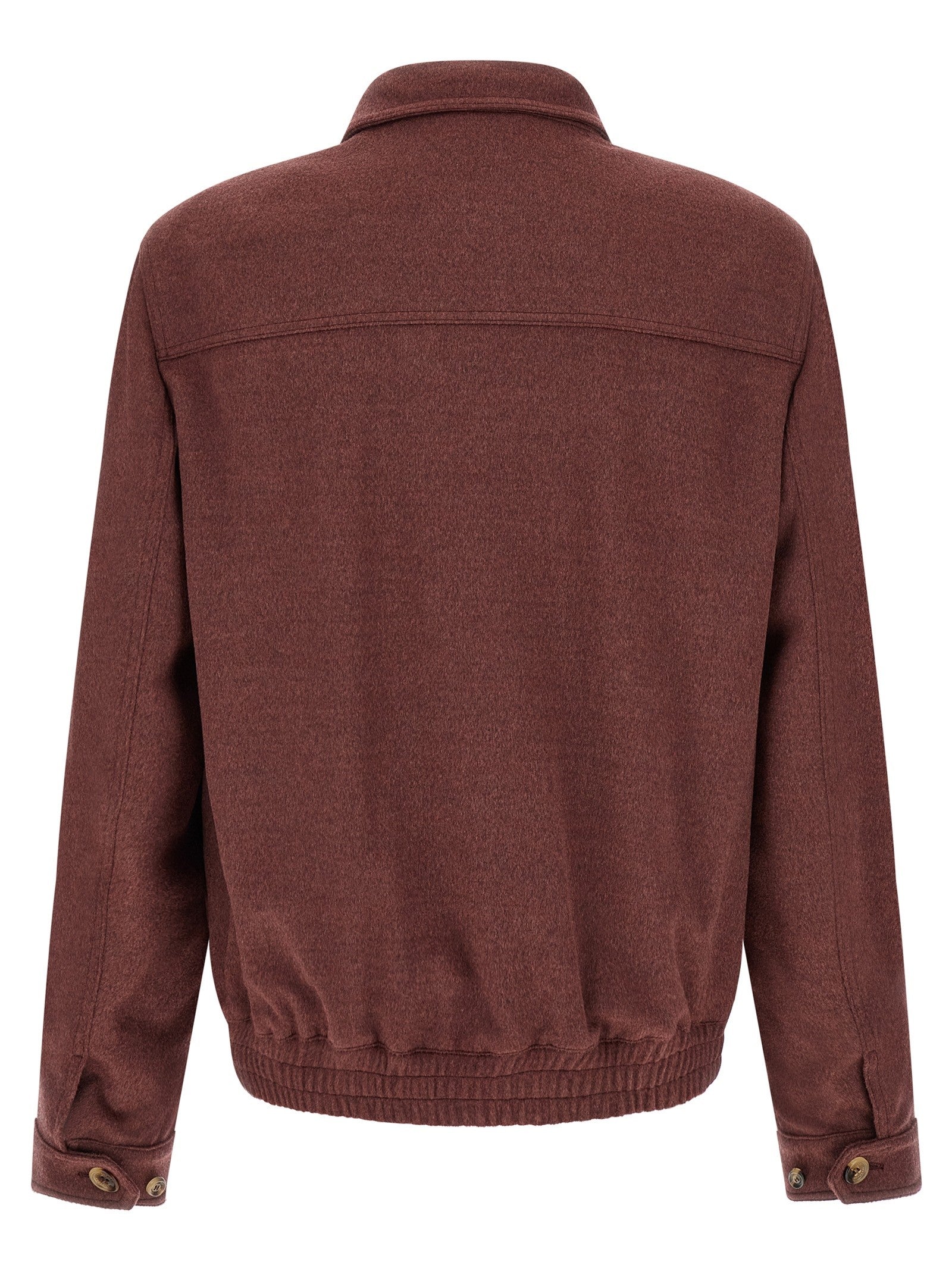 Brunello Cucinelli Virgin Wool Beaver Bomber Jacket Red