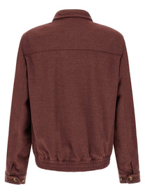 Brunello Cucinelli Virgin Wool Beaver Bomber Jacket Red