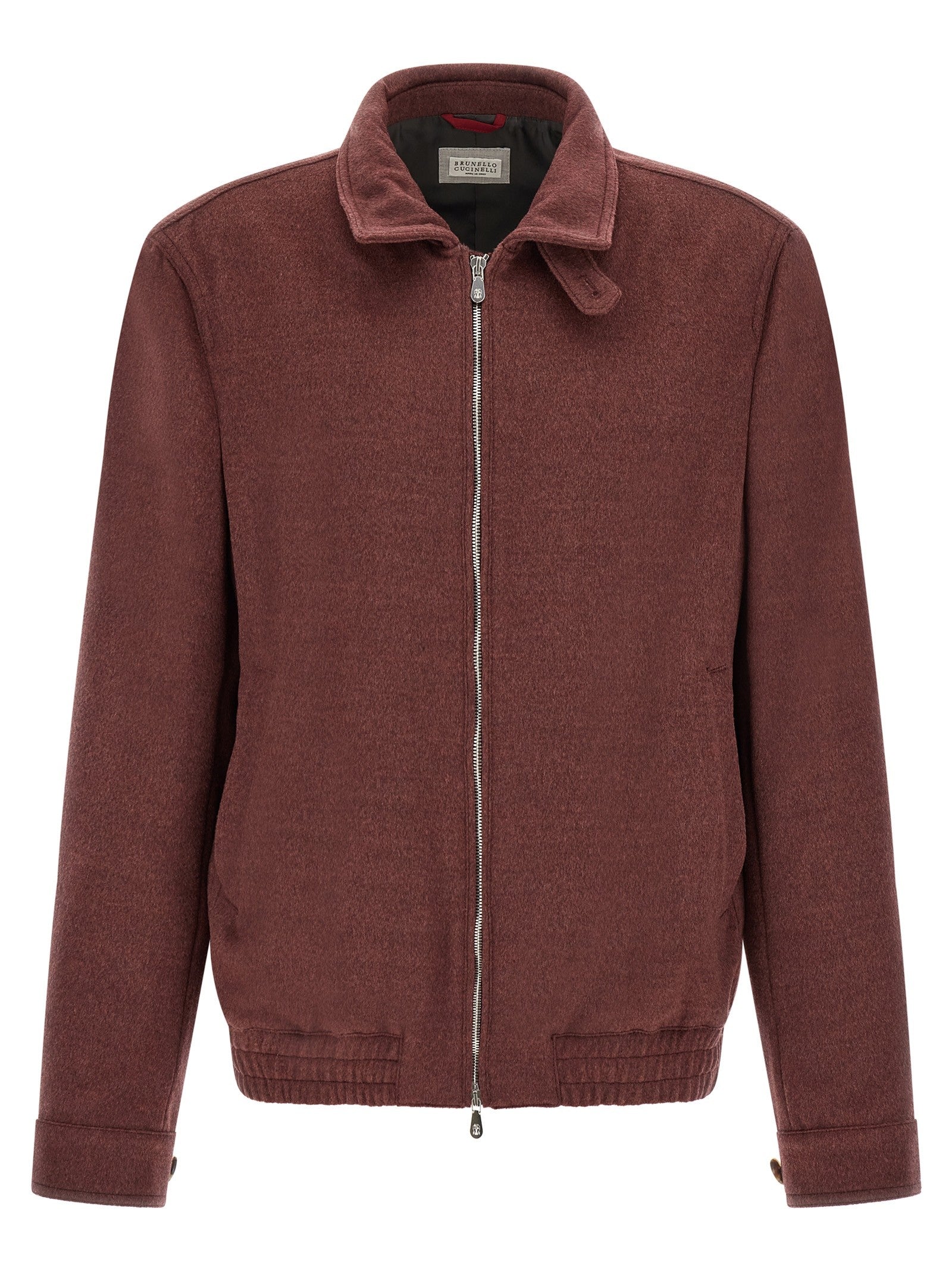 Brunello Cucinelli Virgin Wool Beaver Bomber Jacket Red