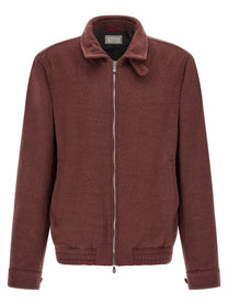 Brunello Cucinelli Virgin Wool Beaver Bomber Jacket Red
