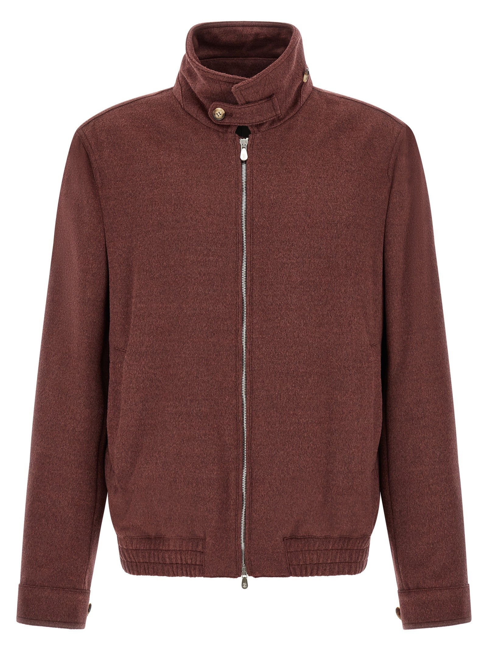 Brunello Cucinelli Virgin Wool Beaver Bomber Jacket Red